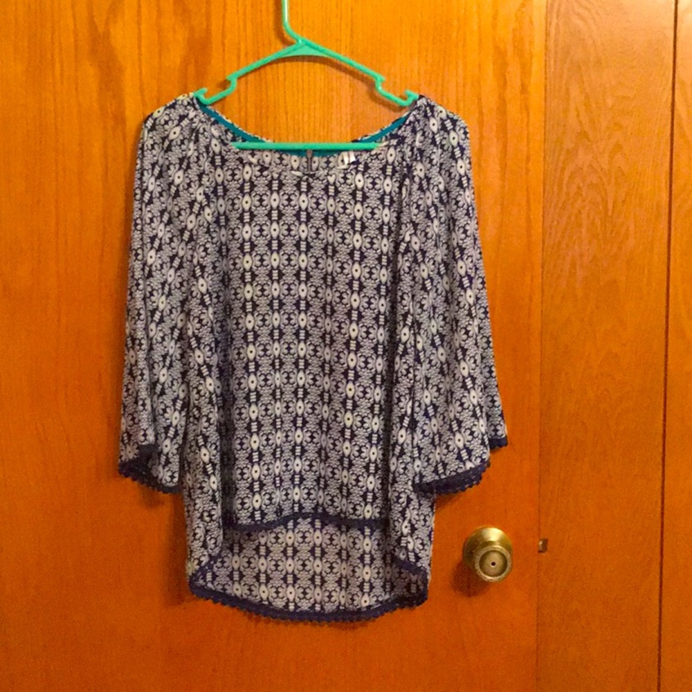 Blue and white sheer material not see through